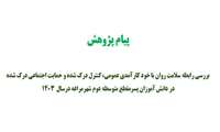 پیام ترجمان دانش منتج از طرح تحقیقاتی مصوب در مرکز تحقیقات ارتقاء سلامت با عنوان بررسی رابطه سلامت روان با خود کارآمدی عمومی، کنترل درک شده و حمایت اجتماعی درک شده در دانش آموزان پسرمقطع متوسطه دوم شهرمراغه درسال 1403